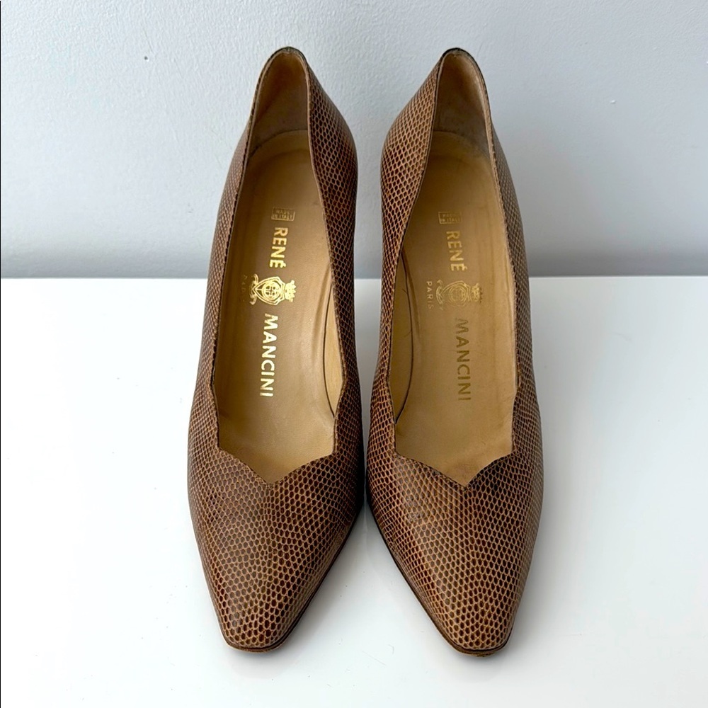 Vintage Rene Mancini Tan Textured Heels